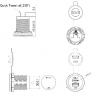 MY1298 Nabíjačka USB-A &amp USB-C zabudovateľná, QC3.0, PD 3.0